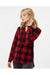 Burnside 5215 Womens Boyfriend Flannel Long Sleeve Button Down Shirt Red/Black Buffalo Model Side