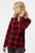 Burnside 5215 Womens Boyfriend Flannel Long Sleeve Button Down Shirt Red/Black Buffalo Model Side