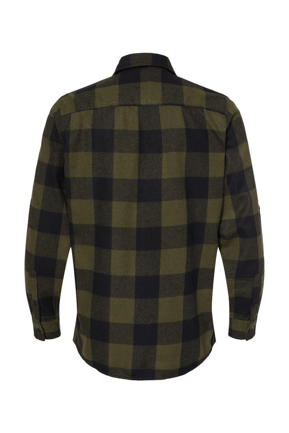 Burnside B8210/8210 Mens Flannel Long Sleeve Button Down Shirt w/ Double Pockets Army Green/Black Flat Back
