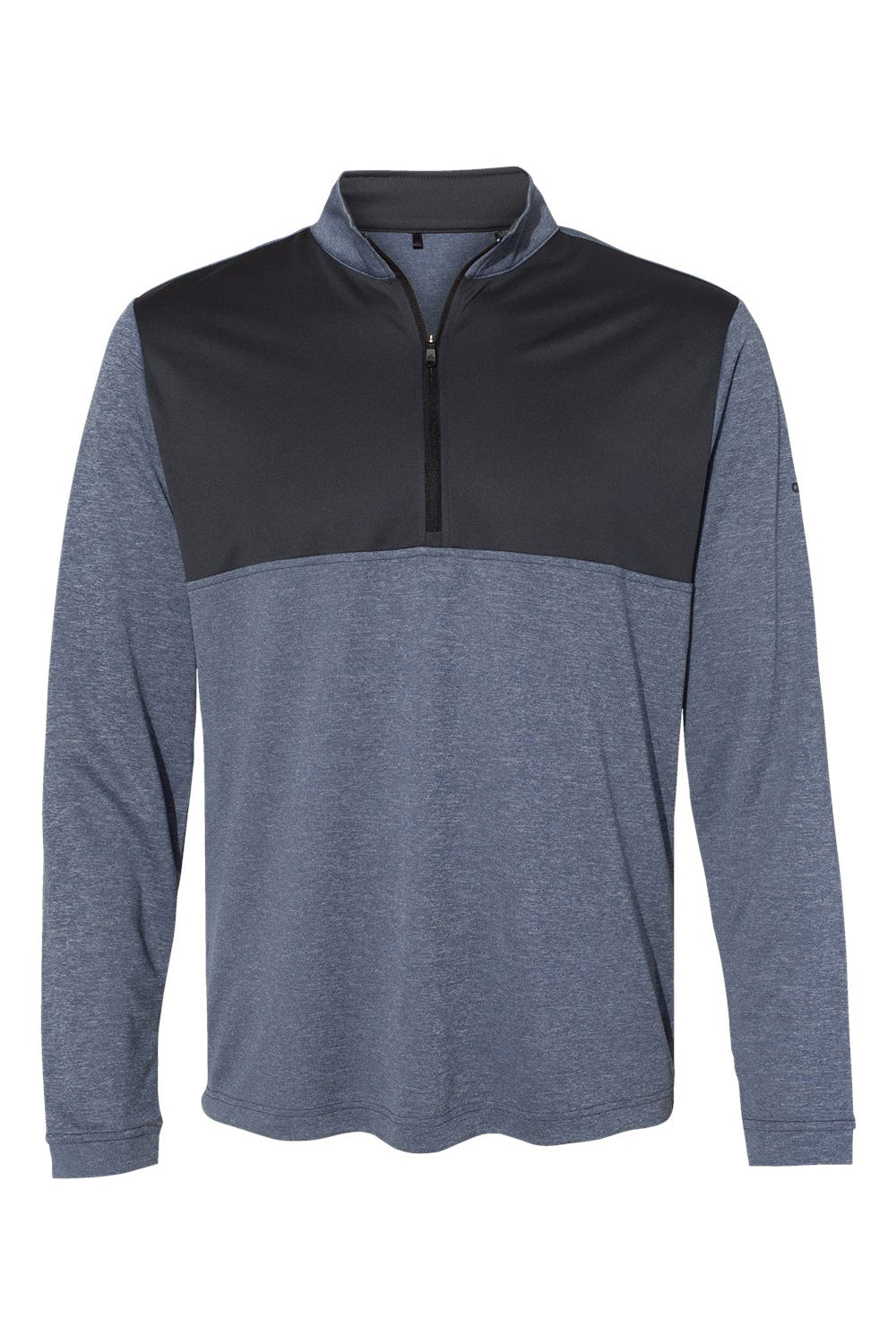 Adidas A280 Mens UPF 50+ 1/4 Zip Sweatshirt Heather Collegiate Navy Blue/Carbon Grey Flat Front