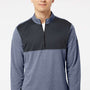 Adidas Mens UPF 50+ 1/4 Zip Sweatshirt - Heather Collegiate Navy Blue/Carbon Grey - NEW