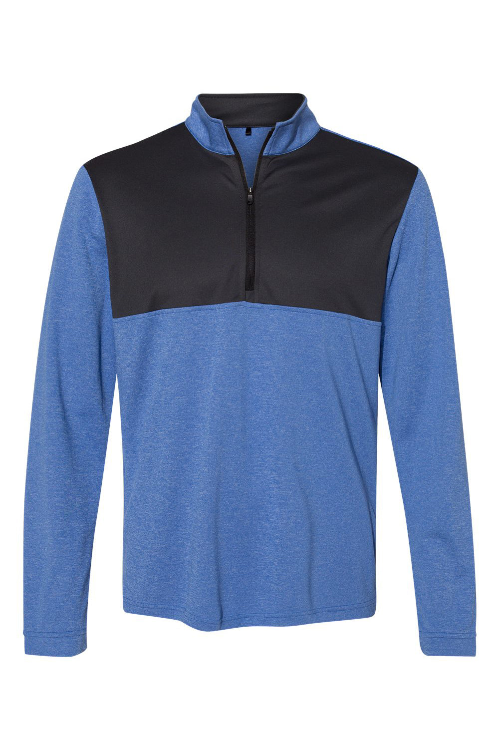 Adidas A280 Mens 1/4 Zip Pullover Heather Collegiate Royal Blue/Carbon Grey Flat Front