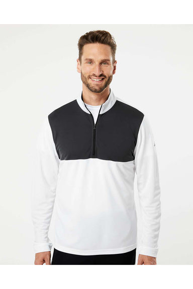Adidas A280 Mens 1/4 Zip Pullover White/Carbon Grey Model Front
