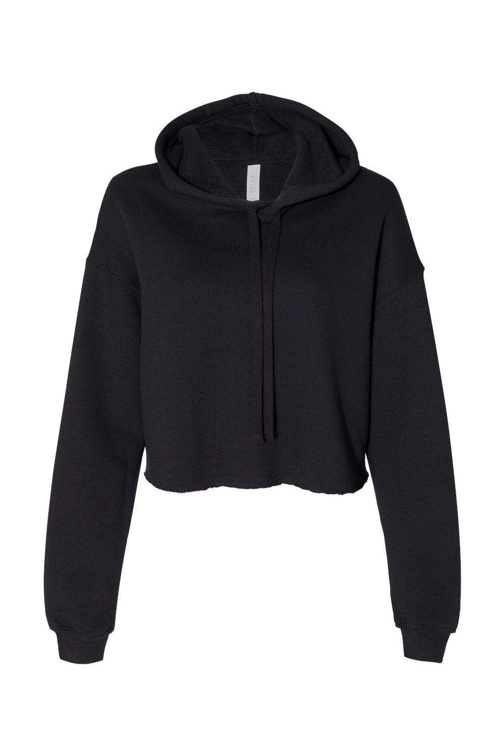Bella + Canvas BC7502/B7502/7502 Womens Cropped Fleece Hooded Sweatshirt Hoodie Black Flat Front