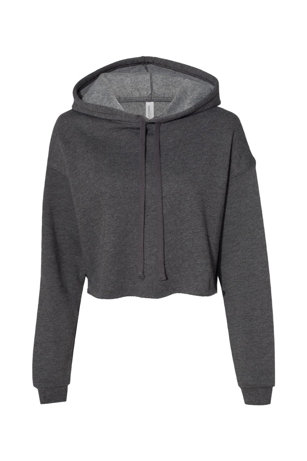 Bella + Canvas BC7502/7502 Womens Cropped Fleece Hooded Sweatshirt Hoodie Heather Dark Grey Flat Front