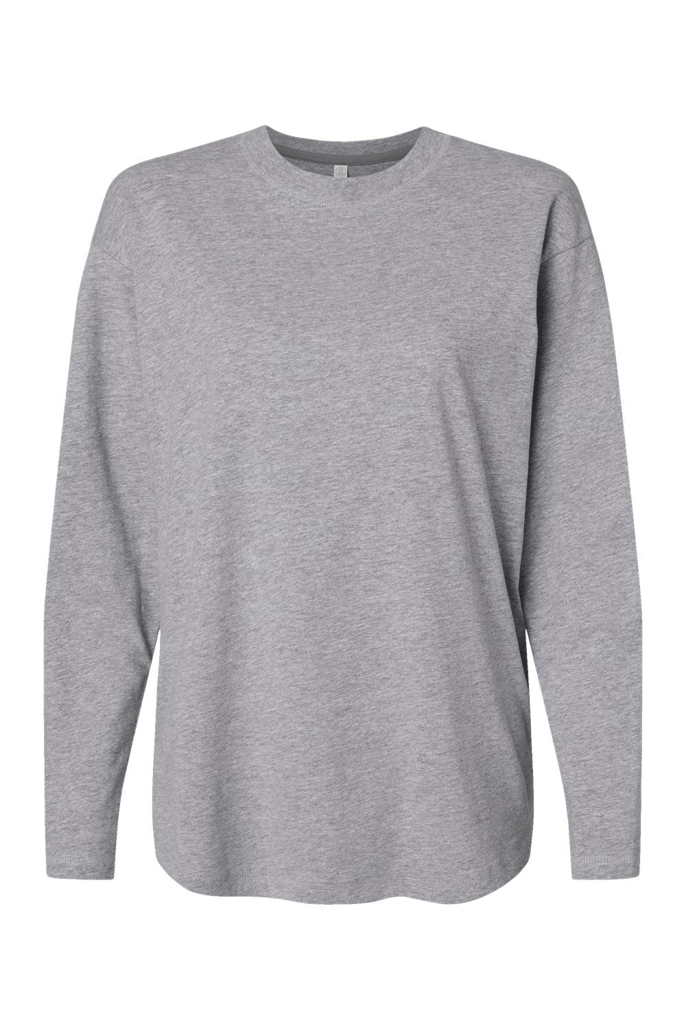 LAT 3508 Womens Fine Jersey Long Sleeve Crewneck T-Shirt Heather Grey Flat Front