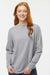 LAT 3508 Womens Fine Jersey Long Sleeve Crewneck T-Shirt Heather Grey Model Front