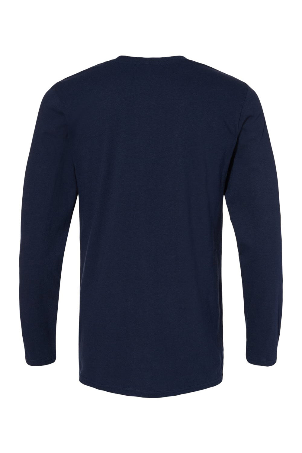 LAT 6918 Mens Fine Jersey Long Sleeve Crewneck T-Shirt Navy Blue Flat Back