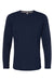 LAT 6918 Mens Fine Jersey Long Sleeve Crewneck T-Shirt Navy Blue Flat Front