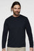 LAT 6918 Mens Fine Jersey Long Sleeve Crewneck T-Shirt Navy Blue Model Front