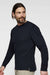 LAT 6918 Mens Fine Jersey Long Sleeve Crewneck T-Shirt Navy Blue Model Side