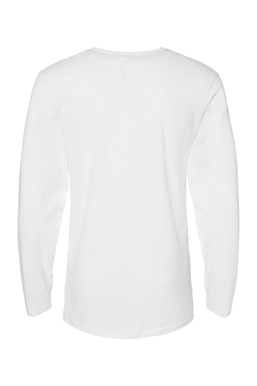 LAT 6918 Mens Fine Jersey Long Sleeve Crewneck T-Shirt White Flat Back