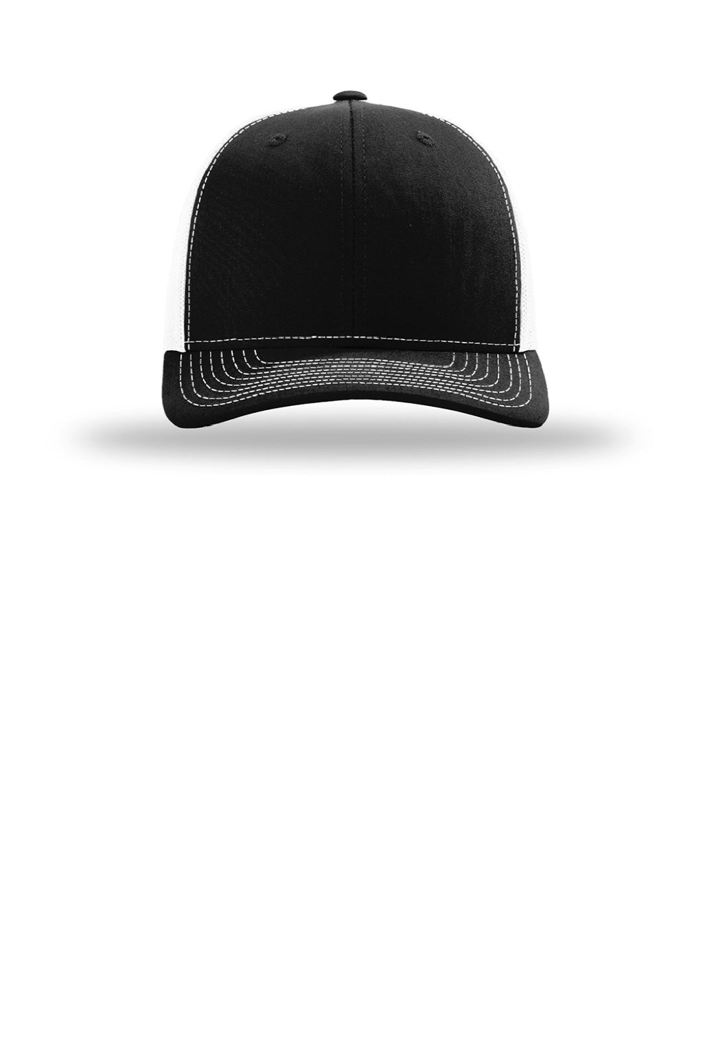Richardson Hats 112 Mens Snapback Trucker Hat Black/White Flat Front