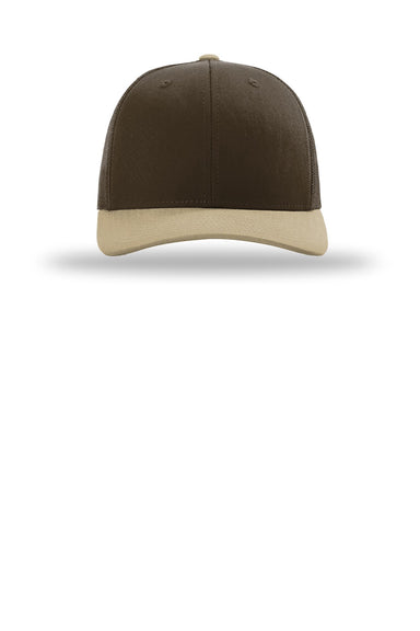 Richardson Hats 112 Mens Snapback Trucker Hat Brown/Brown/Khaki Flat Front