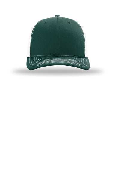 Richardson Hats 112 Mens Snapback Trucker Hat Dark Green/White Flat Front