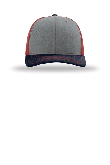 Richardson Hats 112 Mens Snapback Trucker Hat Heather Grey/Cardinal Red/Navy Blue Flat Front