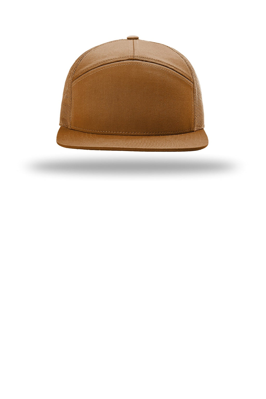 Richardson Hats 168 Mens 7 Panel Snapback Trucker Hat Caramel Brown Flat Front