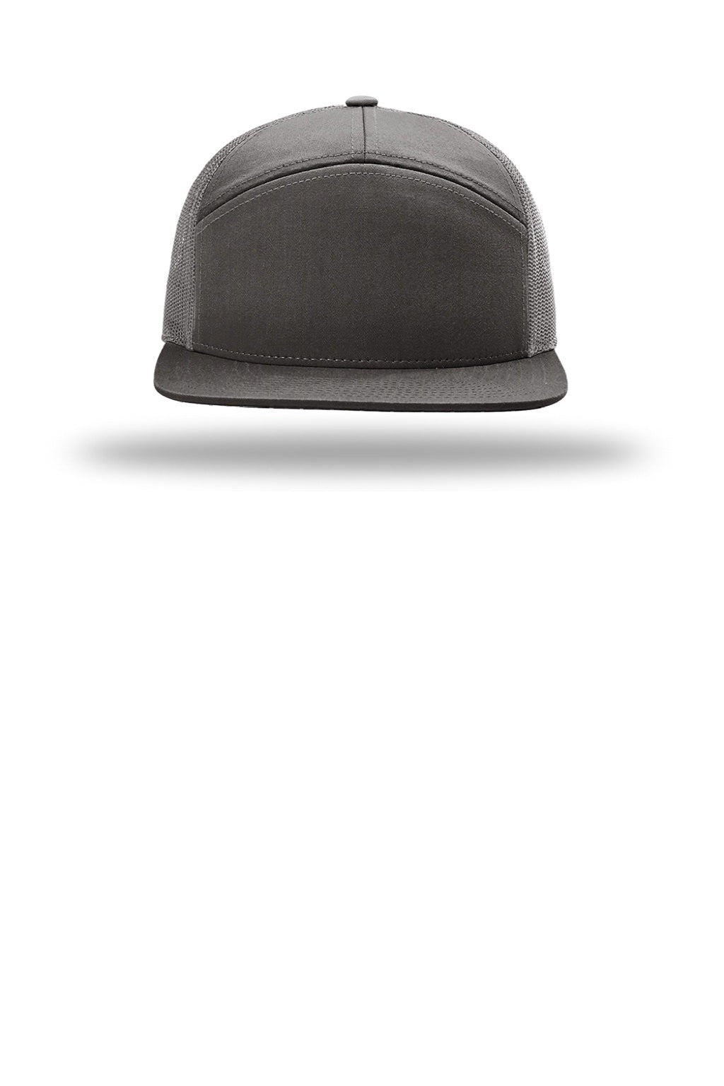 Richardson Hats 168 Mens 7 Panel Snapback Trucker Hat Charcoal Grey Flat Front