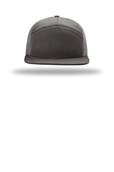 Richardson Hats 168 Mens 7 Panel Snapback Trucker Hat Charcoal Grey Flat Front