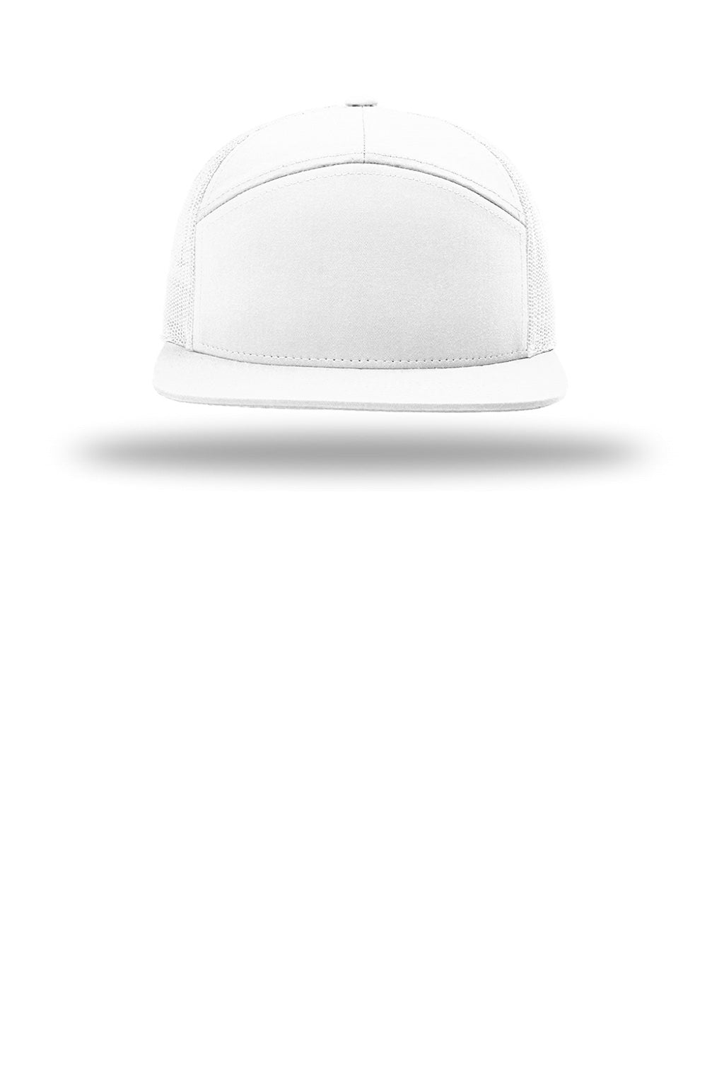 Richardson Hats 168 Mens 7 Panel Snapback Trucker Hat White Flat Front