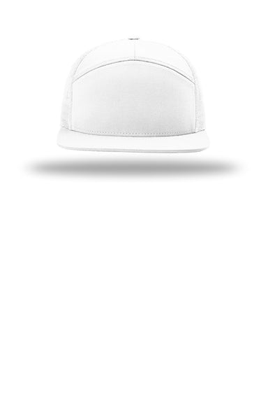 Richardson Hats 168 Mens 7 Panel Snapback Trucker Hat White Flat Front
