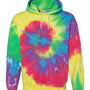 Dyenomite Mens Blended Tie Dyed Hooded Sweatshirt Hoodie - Classic Rainbow - NEW