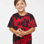 Dyenomite Youth Crystal Tie Dyed Short Sleeve Crewneck T-Shirt - Black/Red Crystal - NEW