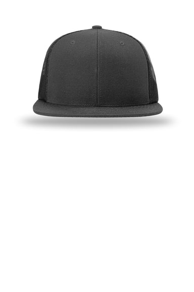 Richardson Hats 511 Mens Wool Blend Flat Bill Snapback Trucker Hat Black Flat Front