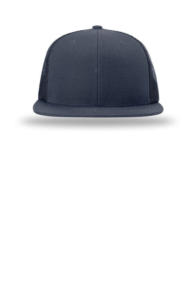 Richardson Hats 511 Mens Wool Blend Flat Bill Snapback Trucker Hat Navy Blue Flat Front
