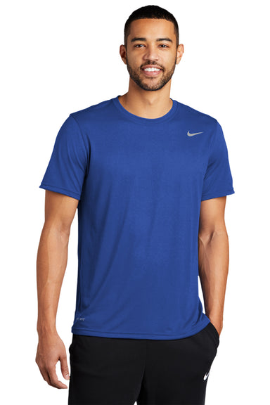 Nike 727982 Mens Legend Dri-Fit Moisture Wicking Short Sleeve Crewneck T-Shirt Game Royal Blue Model Front