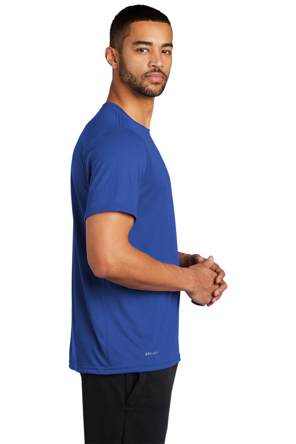 Nike 727982 Mens Legend Dri-Fit Moisture Wicking Short Sleeve Crewneck T-Shirt Game Royal Blue Model Side