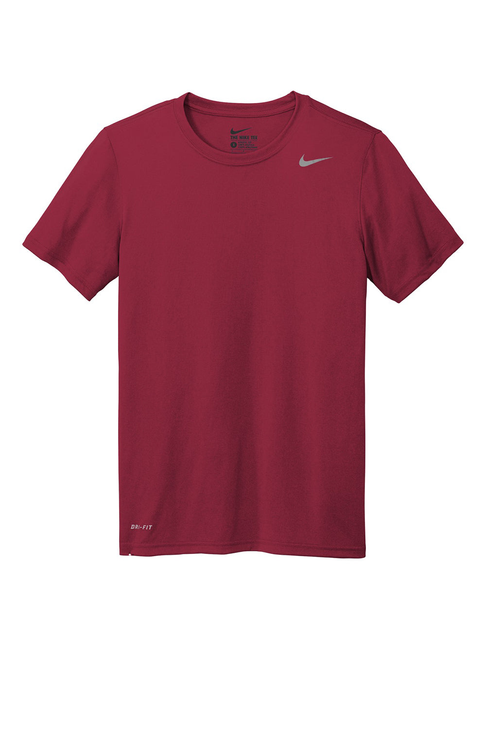 Nike 727982 Mens Legend Dri-Fit Moisture Wicking Short Sleeve Crewneck T-Shirt Team Maroon Flat Front