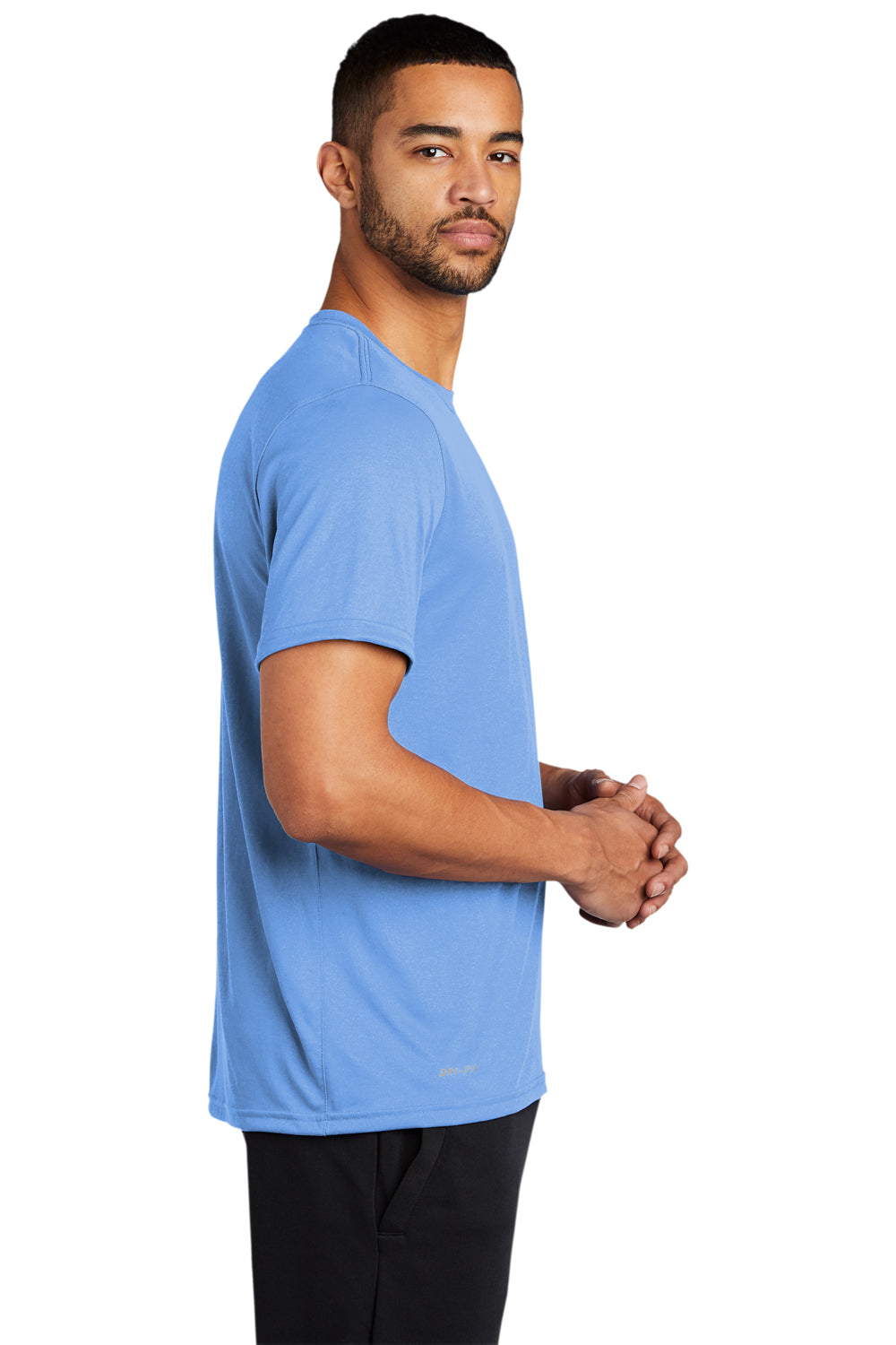 Nike 727982 Mens Legend Dri-Fit Moisture Wicking Short Sleeve Crewneck T-Shirt Valor Blue Model Side