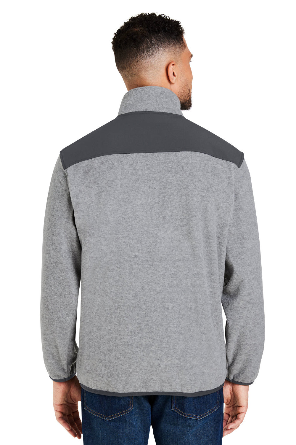Dri Duck 7353 Mens Ranger Melange Fleece Sweatshirt Platinum Grey Model Back