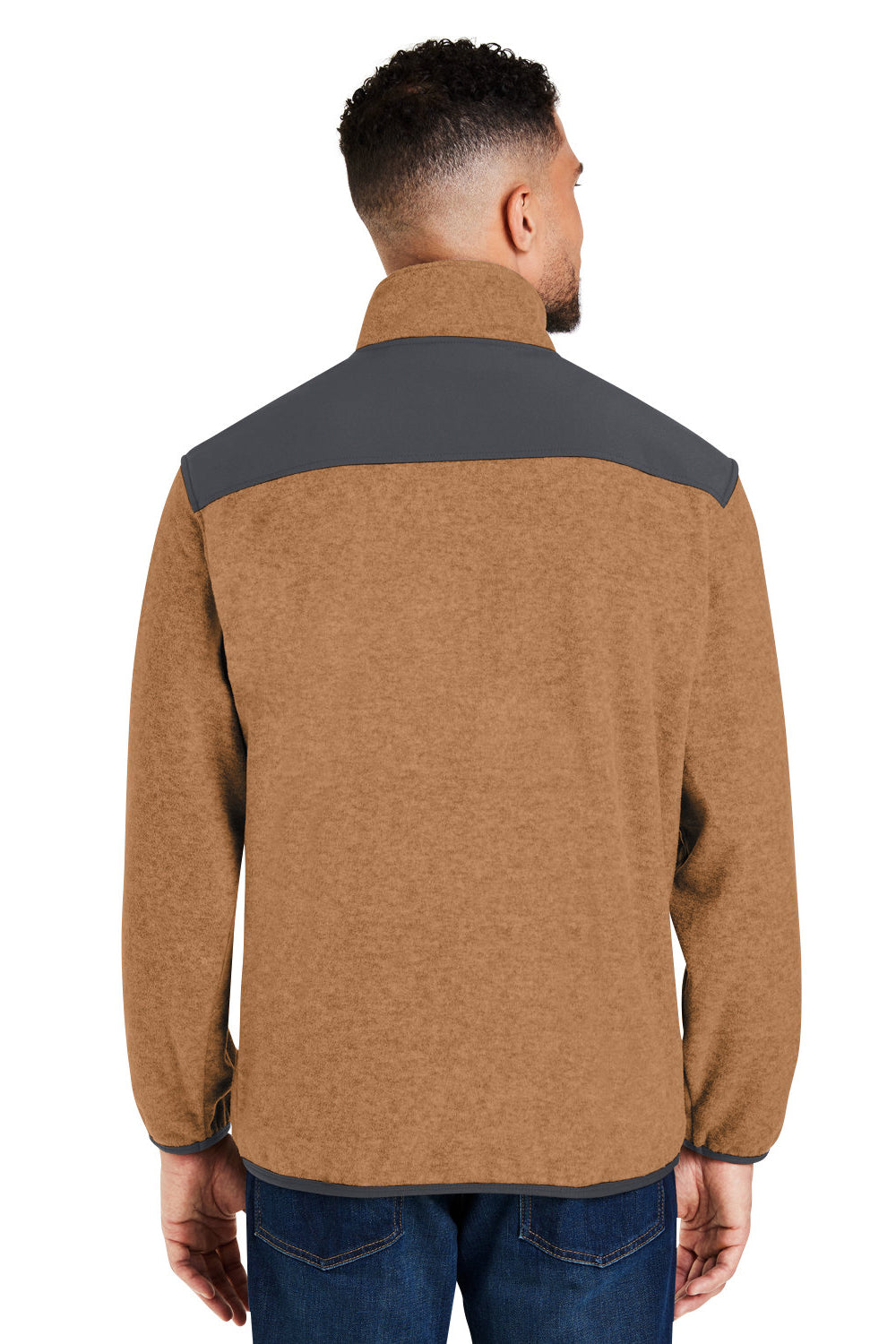 Dri Duck 7353 Mens Ranger Melange Fleece Sweatshirt Saddle Brown Model Back