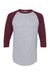 Augusta Sportswear 4420 Mens Raglan 3/4 Sleeve Crewneck T-Shirt Heather Grey/Maroon Flat Front
