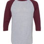 Augusta Sportswear Mens Raglan 3/4 Sleeve Crewneck T-Shirt - Heather Grey/Maroon - NEW