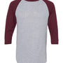 Augusta Sportswear Mens Raglan 3/4 Sleeve Crewneck T-Shirt - Heather Grey/Maroon