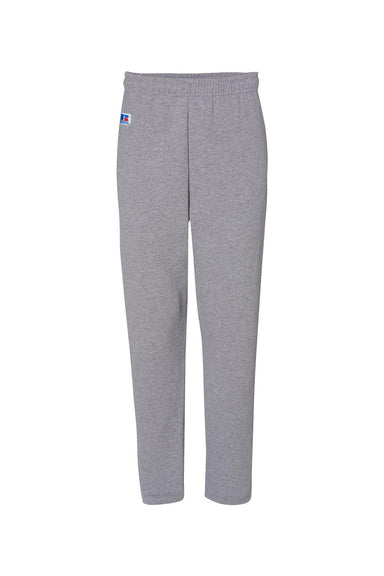 Russell Athletic 596HBM Mens Dri Power Open Bottom Sweatpants w/ Pockets Oxford Grey Flat Front