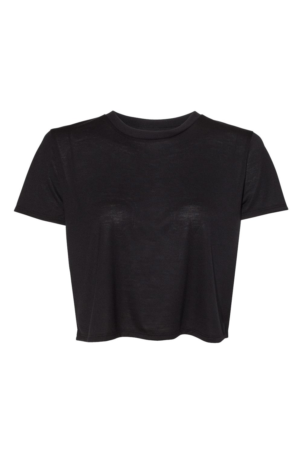Bella + Canvas B8882/8882 Womens Flowy Cropped Short Sleeve Crewneck T-Shirt Black Flat Front