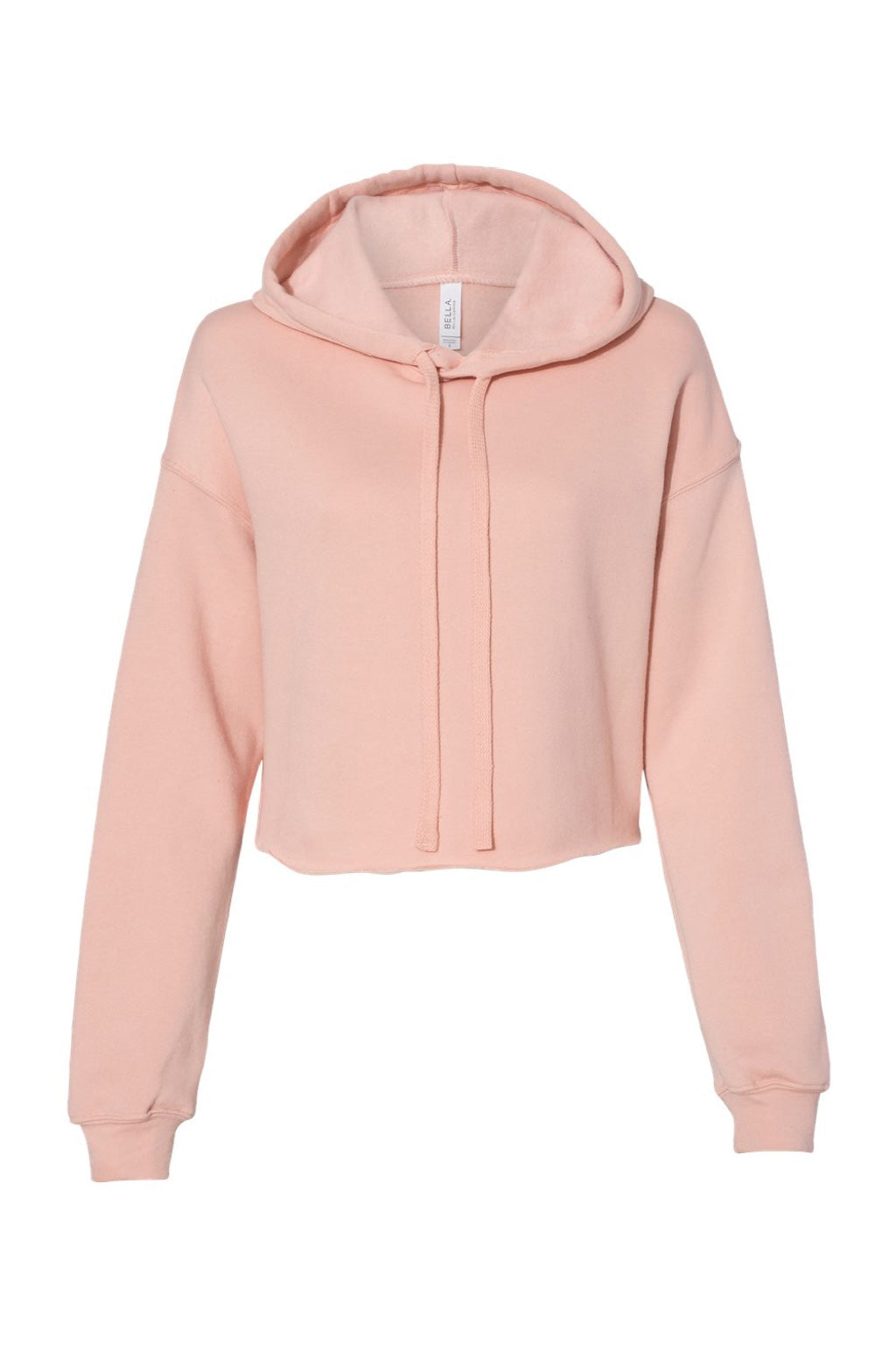 Bella + Canvas BC7502/7502 Womens Cropped Fleece Hooded Sweatshirt Hoodie Peach Flat Front