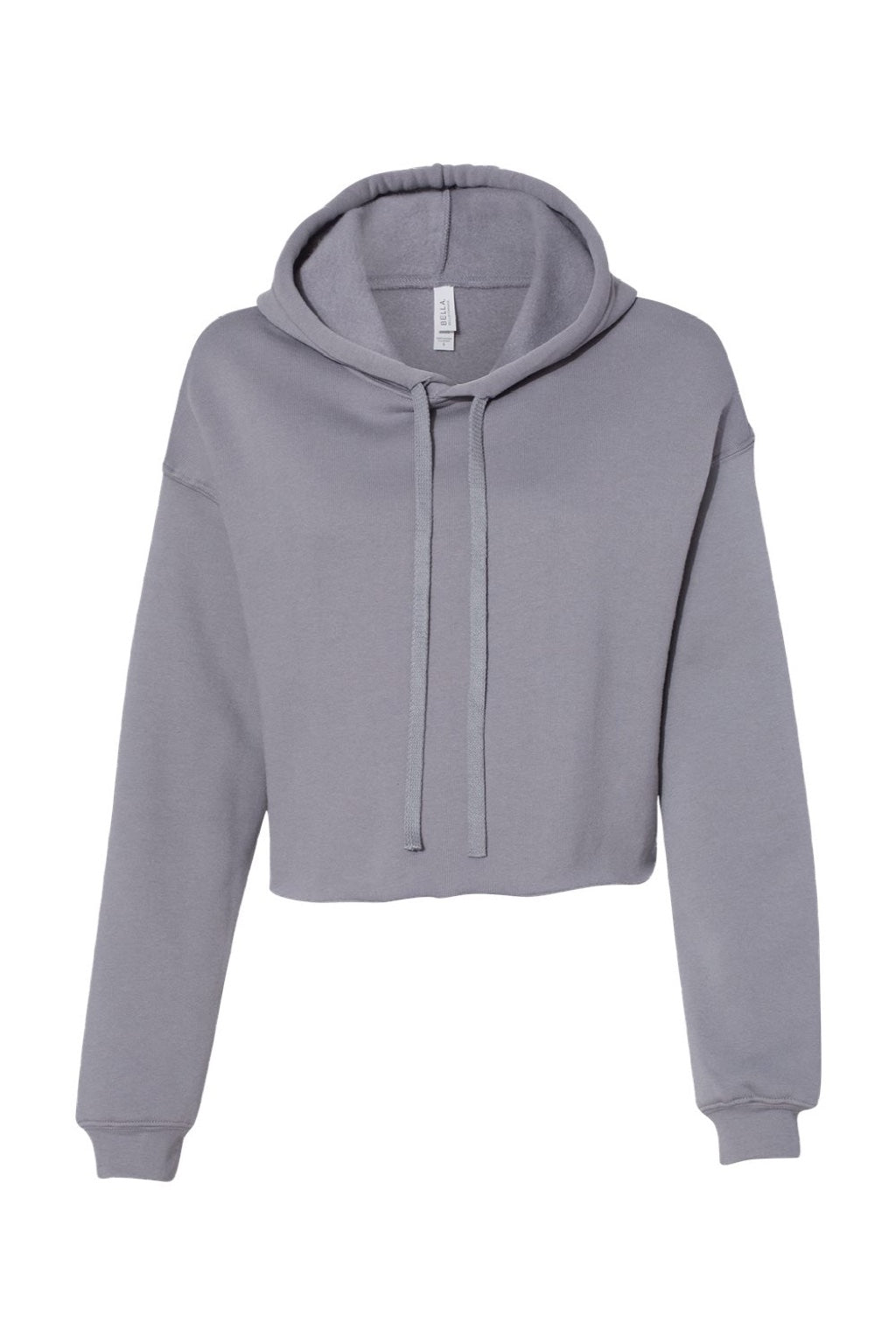 Bella + Canvas BC7502/7502 Womens Cropped Fleece Hooded Sweatshirt Hoodie Storm Grey Flat Front