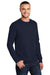 Port & Company PC61LS/PC61LST Mens Essential Long Sleeve Crewneck T-Shirt Deep Navy Blue Model 3q