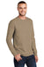 Port & Company PC61LS/PC61LST Mens Essential Long Sleeve Crewneck T-Shirt Sand Brown Model 3q