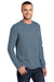 Port & Company PC61LS/PC61LST Mens Essential Long Sleeve Crewneck T-Shirt Stonewashed Blue Model 3q