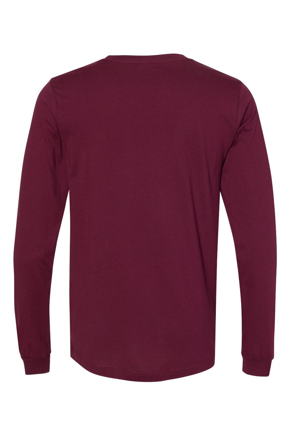 Bella + Canvas BC3501/3501 Mens Jersey Long Sleeve Crewneck T-Shirt Maroon Flat Back