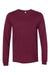 Bella + Canvas BC3501/3501 Mens Jersey Long Sleeve Crewneck T-Shirt Maroon Flat Front