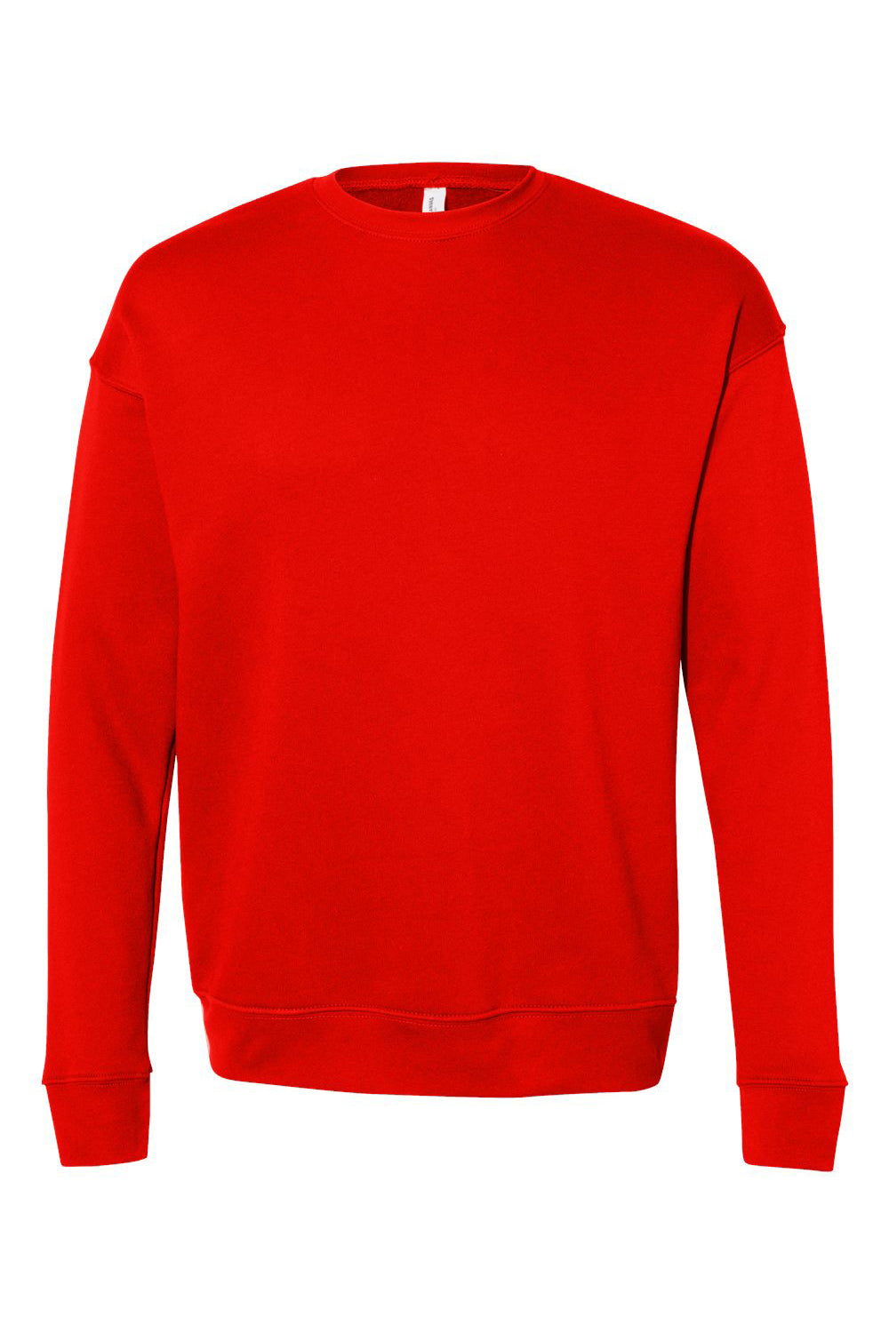 Bella + Canvas BC3945/3945 Mens Fleece Crewneck Sweatshirt Poppy Red Flat Front