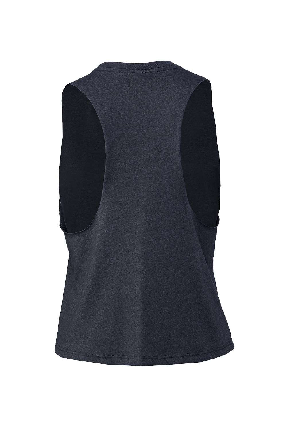 Bella + Canvas BC6682/6682 Womens Cropped Tank Top Heather Navy Blue Flat Back
