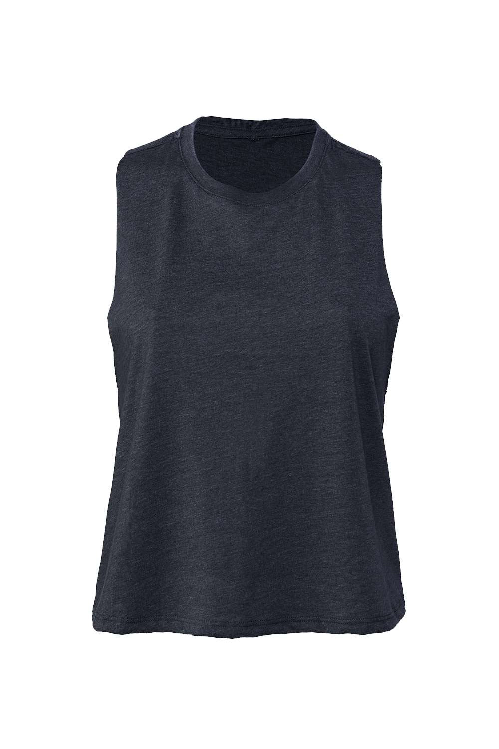 Bella + Canvas BC6682/6682 Womens Cropped Tank Top Heather Navy Blue Flat Front